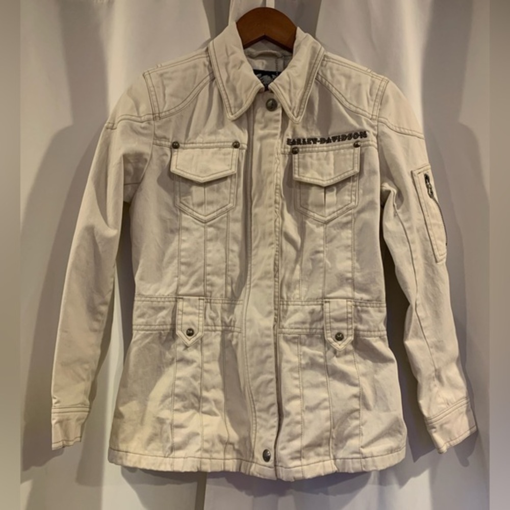 Harley Davidson off white denim jacket Size XS‎